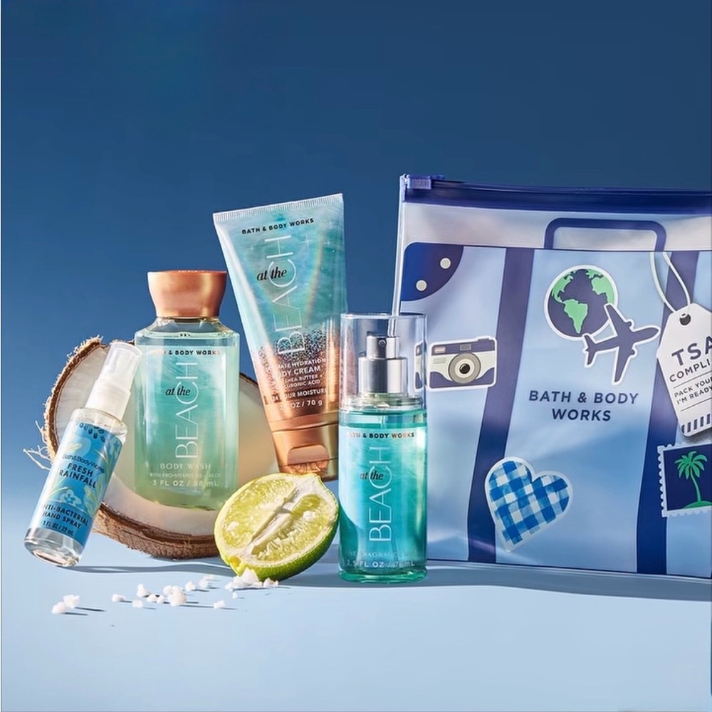 Bath & Body Works Travel Essentials Set - At the Beach Fragrance with Rainfall 🆕